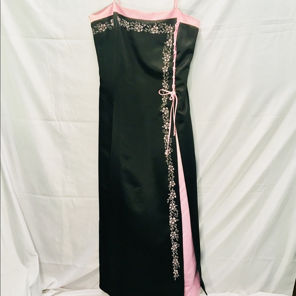 Black with pink trim and peek a boo
